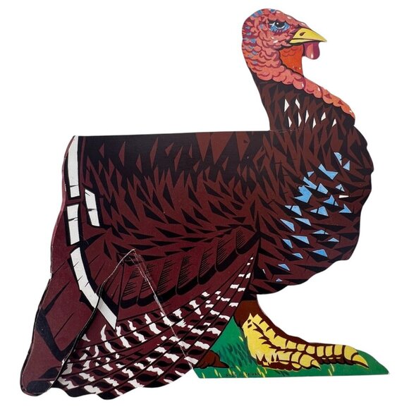 VTG Thanksgiving Table Fold Out Turkey Decoration 13" Honeycomb Display Die Cut - Picture 8 of 9